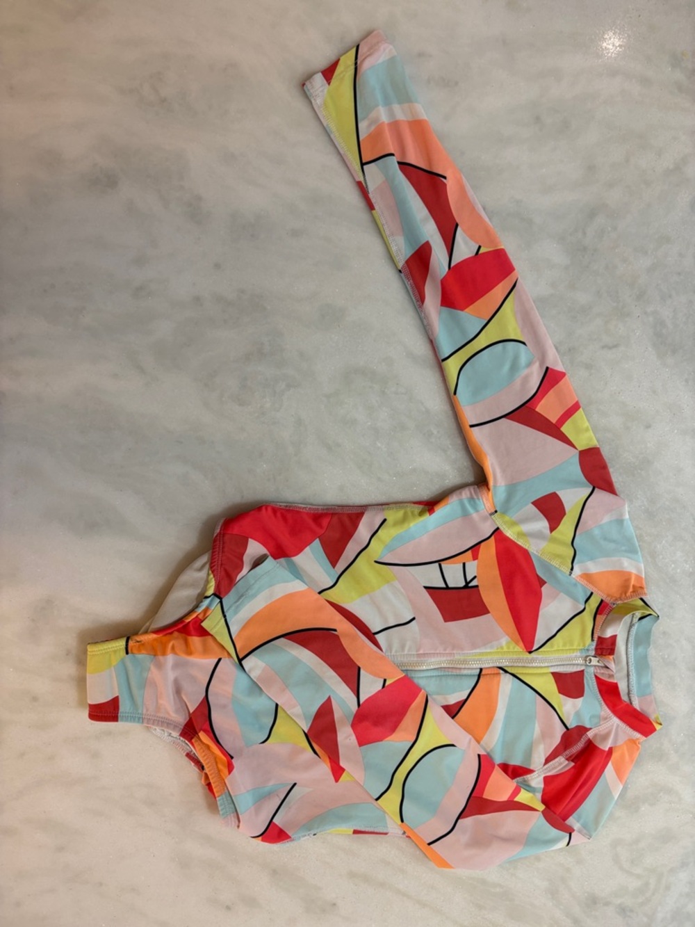 wonder nation Multicolor Long-Sleeve One-Piece Swimsuit with Front Zip